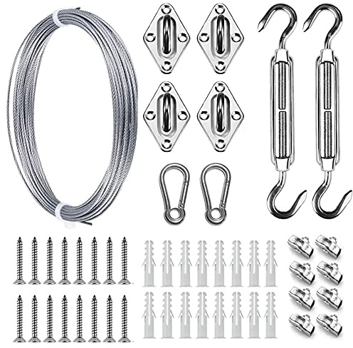 YZWHKJ Stahldraht,Drahtseil Sonnenschutz Segel Baldachin Kit Markise Baldachin Fix Installation Zubehör Set Heavy Drahtseil Turnbuckle Snap Haken Schraube Carabiner Clip