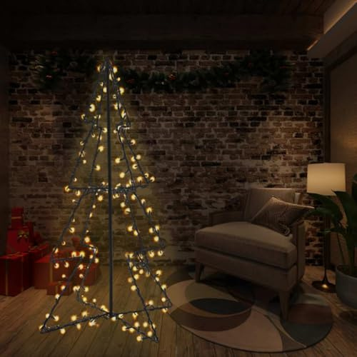 Weihnachtsbaum Kegelform 240 LEDs, 115x150 cm, Warmweißes Licht, Wasserdicht für Innen & Außen, Metallrahmen, Lichterbaum mit 5m Kabel