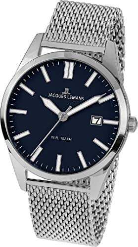 JACQUES LEMANS Herrenuhr Metallband massiv Edelstahl 1-2002M