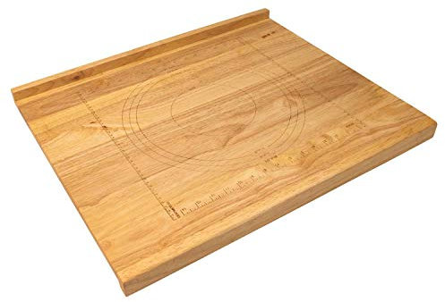 Zelancio Planche à pâtisserie réversible en bois - 61 x 50,8 cm - Planche à pâtisserie avec règle gravée et gabarit de planche à tarte - Avec rebord avant et arrière de comptoir