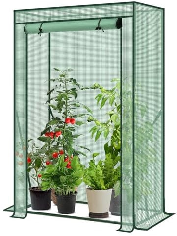 Sekey Tomatengewächshaus 150x100x50 cm, Kleines Gewächshaus, Robustes Foliengewächshaus Tomaten Gewächshaus für Balkon - Stabil, Winterfest & Einfach zu montieren, Grün
