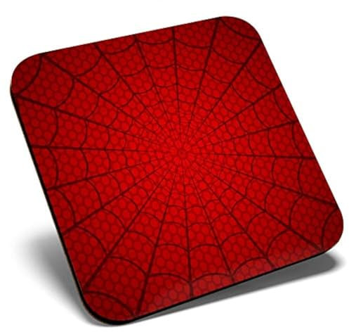 Superbe sous-verre carré – Rouge Spider Web Man Superhero Kids Teen | Dessous de verre brillant de qualité | Protection de table pour tout type de table #24241