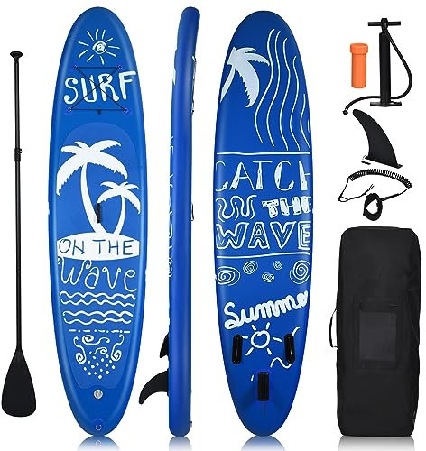 COSTWAY SUP Stand Up Paddle Board Tavola da SUP Gonfiabile con Borsa e Pinne (Blu, S (297x76x16cm))