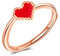 Yumilok Damenring Liebe Rot Herz Ring Ehering Verlobungsring Freundschaftsring Lifestyle-Ring 925 Sterling Silber Rosegold verstellbar