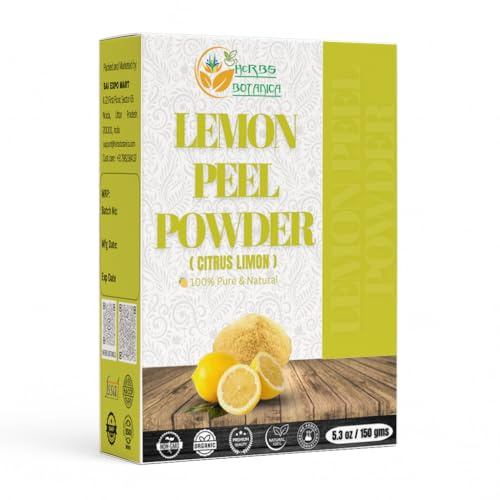 Herbs Botanica Lemon Peel Powder Citrus Peel 5.3 Oz /150 Gms 100% Natural, Anti Tan Face Mask, Face Pack