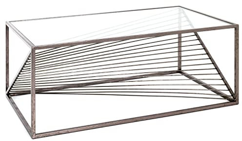 Möbel Jack Couchtisch - Bronzefarben - Klarglas - Stahlgestell - 100 x 60 cm