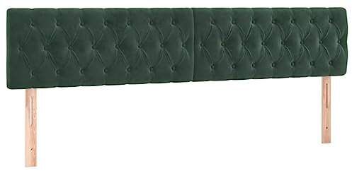 vidaXL Tête de Lit à LED Meuble de Chambre à Coucher Accessoire de Lit Double Tête de Cadre de Lit Intérieur Vert Foncé 180x7x78/88 cm Velours