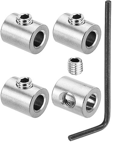 PATIKIL Morsetto per Cavo 5mm Foro Filo Corda Mollette Set, 4pz 304 Inossidabile Acciaio Singolo Fori Blocco Cavo Morsetti Clip con M5 Viti Esagonali Chiave per Cavo Raccordo, Argento