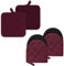 Oven Gloves and Pot Holders Set, Oven Gloves Heat Resistant, Home Essentials Pack of 4, No-slip Kitchen Accessories, Silicone Oven Mitts Double, BBQ Cooking Gloves Microwave Machine Washable