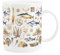 Purely Home Seaside Maritime Aquatic Mug - Sailing Fishing Diving Gift Present - Tea Coffee White Bone China Mug