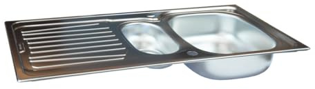 Mystatic Static Caravan Sparta Stainless Steel Sink 1000mm X 500mm 1.5 Bowl Overflow