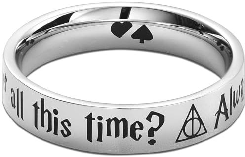 LParkin Harry Ring After All This Time Always Edelstahl Ringe für Damen Herren 5 mm Harry Fidget Ring für Wizarding World Fans Neuheit Harry Horcruxes Ringe Größe 7 8 9 10 für Paare