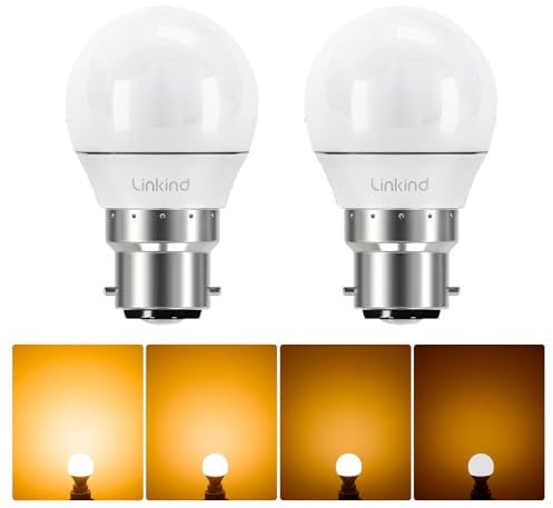 Linkind Dimmable Bayonet Light Bulbs, B22 LED Bulbs Warm White 2700k, 4.2W (40w Equivalent), 470LM, P45(G45) Energy Saving Light Bulbs Bayonette, Pack of 2