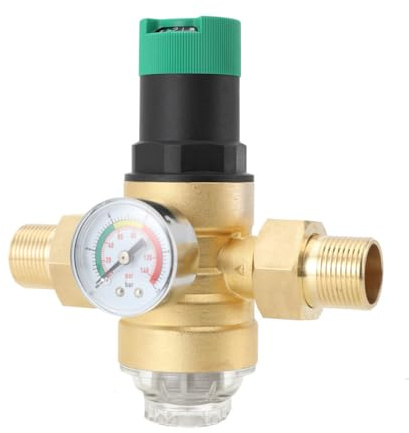 YILIKISS Druckminderer Wasser mit Manometer Wasser und Siebfilter DN20 3/4 Zoll Druckminderer Wasserdruckminderer Messing Druckregler Wasser Einstellbare Druckminderer für Trinkwasser