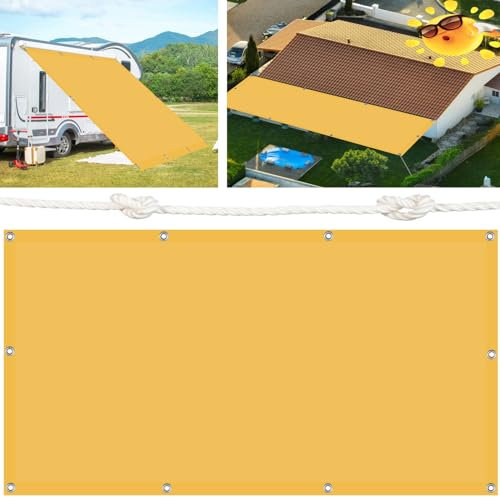 Sonnensegel Sonnenschutz Garten 95 x 295 cm Premium Textiles Sonnensegel Quer Vernäht Robust für Terrasse, Pool und Garten, Golden