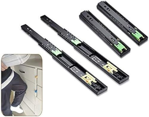 2 Paar Push-to-Open-Schubladenführungen, 3-teilige Soft-Close-Vollauszugsführung mit Kugellager und seitlicher Montage, 88 Pfund Kapazität, Schubladenschienenschiene, 14 Zoll, 16 Zoll, 18 Zo