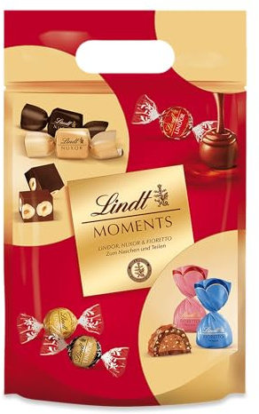 Lindt Schokolade | Moments XL Mischung, 750g Beutel, Genuss, Großpackung | ca. 60 Spezialitäten, LINDOR, NUXOR, FIORETTO, Mix, Vorrat, zum Teilen & Verschenken, zartschmelzend, knackig, Genussmomente