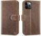 LENSUN Echtleder Hülle für iPhone 12/12 Pro, Handyhülle [Echtes Leder][Standfunktion][Kartenfächer] Handytasche Lederhülle Klappbar für iPhone 12 - Vintage Dunkelbraun