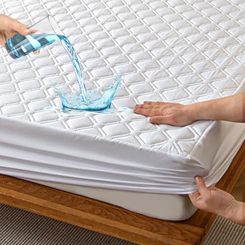 HIGHDI Matratzenschoner Wasserdicht 120 X 200 cm, Weiß Gestepptes Topper Matratzenauflage, Waschbar, Atmungsaktive Matratzenbezug (Dehnbar Auf 27 cm)