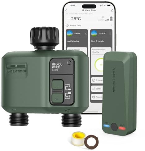 Temporizador de aspersor WiFi inteligente de 2 zonas