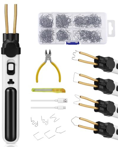 Cordless Plastic Welding Kit, Plastic Welding Machine with 200pcs Staples, Battery Powered Bumper Repair Kit, USB Charging, Portable Plastic Welder Staples for Auto Bumper Repair