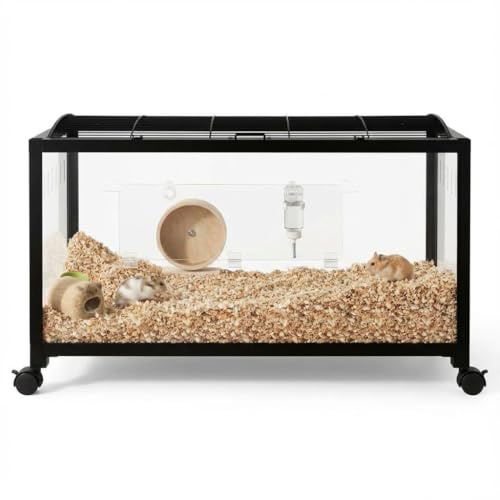 Hodeffior Großzügiger Hamsterkäfig 96×47×50cm – 360° Panoramisch Transparent mit Fronttür, Belüftet & Fluchtfrei, Für Goldhamster & Meerschweinchen, Leicht zu Reinigen