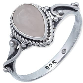 mantraroma Bague femme en argent 925 quartz rose pierre précieuse rose insolite ludique