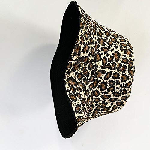 AHECZZ Hut,Modischer Fischerhut Doppelseitig gepolsterter All-Match-Casual-Eimerhut im koreanischen Stil Damen 55-60 cm Leopardenmuster