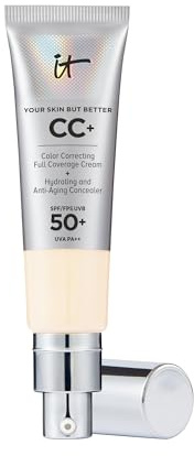 IT Cosmetics CC+ Cream SPF 50+ Full-Coverage CC Foundation, Hydrating Skincare, With Hyaluronic Acid, Niacinamide & Vitamin E for a Radiant Finish, Your Skin But Better, Shade: Fair Ivory, 32ml