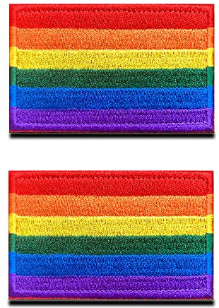 Zcketo 2 Stück LGBT Regenbogen Flagge Patch, Regenbogen Bestickter Verschluss, Emblem zum Aufnähen,Schwulenstolz Patches für Rucksäcke, Mützen, Westen, Helme, Jacken, Kleidung