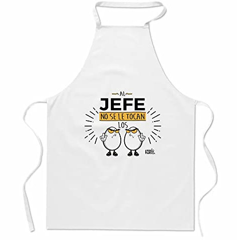 Regalo original y divertido. Delantal Al jefe no se le tocan los huevos