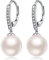 JiaYang Perlen Ohrringe für Damen 925 Sterling Silber mit 18K Vergoldung Elegante Hakenohrringe mit 10mm Zuchtperlen für Hochzeit/Abendmode/Geschenk
