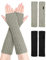 MELLIEX 2 Paar Lang Handschuhe Fingerlos, Winter Pulswärmer Handschuhe Unisex, Strick Handstulpen Damen