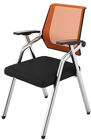 YCKEGEW Bürostuhl Ergonomischer Stuhl Mit Lendenwirbelstütze Mesh Back Konferenzstuhl Stapelbarer Stuhl Für Besprechungen, Konferenzen, Schulungen, Gast-Armlehnstuhl (Color : Orange)