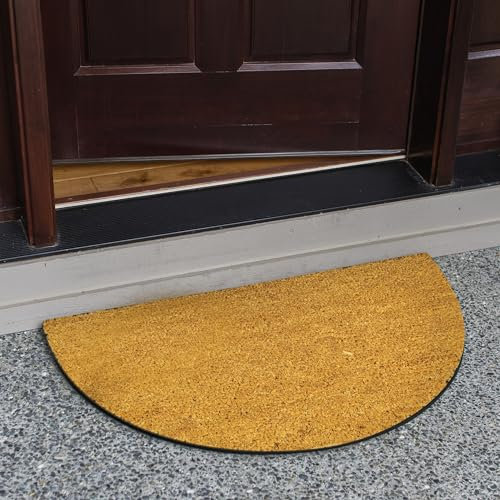 Comart - Zerbino Natural in Cocco - 40x70 cm - Zerbino per Ingresso Esterno e Interno - Fondo in PVC Antiscivolo - Tappeto Fuori Porta - Asciugapassi Facile da Pulire e Resistente - Mezzaluna