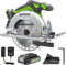 Greenworks Kit sega circolare senza spazzole da 24 V, 4.800 giri/min, profondità di taglio regolabile 45°/90°, con batteria 24V 2Ah e caricabatterie