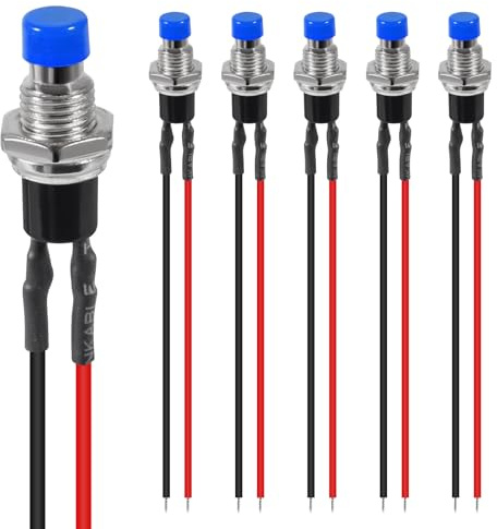 Mini interruttore a pulsante momentaneo SPST NO normalmente aperto 2 pin rotondo pulsante interruttore di contatto 1A 250 V AC per modellismo ferroviario hobby - blu
