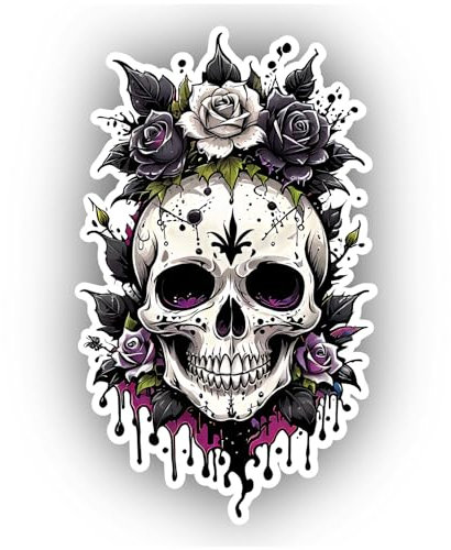 Samunshi® Bunter Gothic Totenkopf Aufkleber Autoaufkleber für Motorrad Fahrrad Roller oder Auto Sticker Fahrrad Mtb Mountainbike Rennrad Comic Cartoon Skull Sticker 25cm Bunter Gothic Totenkopf