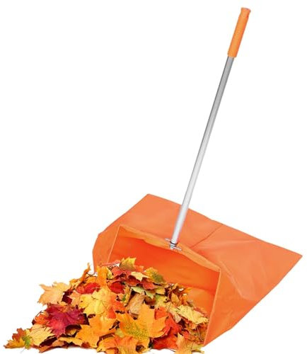 Recogedor con mango, recogedor de polvo de mango largo para residuos de jardín, recogedor ergonómico con bolsa colectora, bandeja de recogida de jardín para casa, cocina, habitación, suelo interior