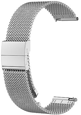 Metallarmband Kompatibel mit Fossil Sport 43mm/Coachman Watch 45mm Armbänder, 22mm Metall Mesh Gewebte Edelstahl Ersatzarmband Uhrenarmband für Fossil Sport 43mm/Coachman Watch 45mm, Silber