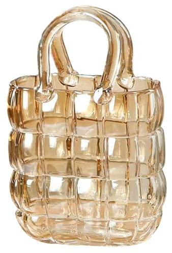 Vases Vase Vase 11 '' Vase de Sac à Main en Verre pour Les Fleurs, Vase à Main de Sac à Main