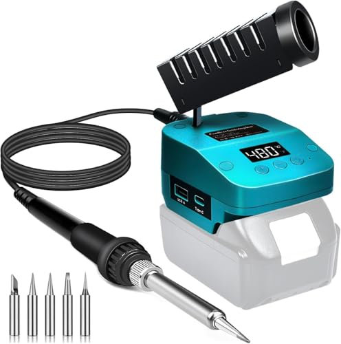 Attrezzo per stazione di saldatura senza fili per batteria Makita 18 V LXT, saldatore elettrico portatile con USB e tipo C per Makita BL1850 per fai da te, riparazione apparecchiature, saldatura a