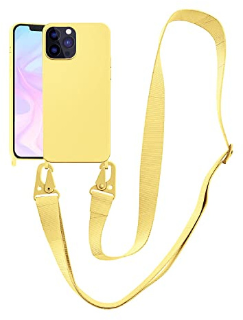 VooDirop Handykette Hülle für iPhone 16 6.1'' Handyhülle mit Band Abnehmbar Nylon Lanyard Stoßfest Silikonhülle Handyhülle mit Verstellbarer Kordel zum Umhängen Schutzhülle