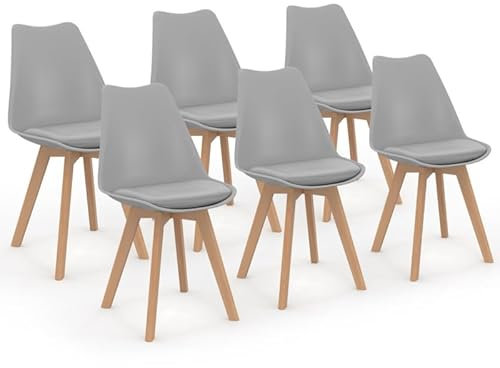 IDMarket - Lot de 6 chaises scandinaves SARA Gris Clair pour Salle à Manger