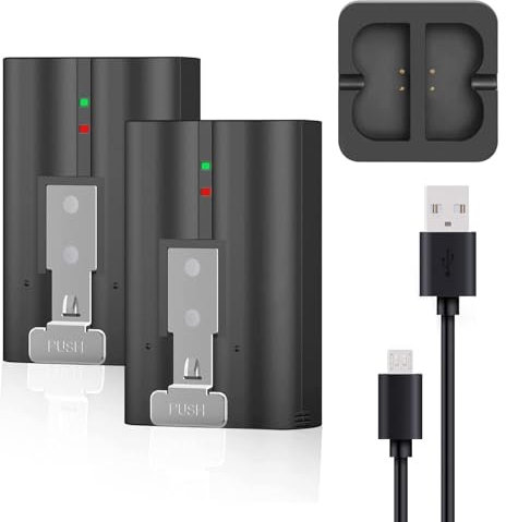 2 Pack Rechargeable Doorbell Battery with Charger Station for Ring Video Doorbell 2/3/3Plus/4, Quick Release Battery Replacement for Stick Up Cam and Spotlight Cam Batterys 3.65V 6040mAh