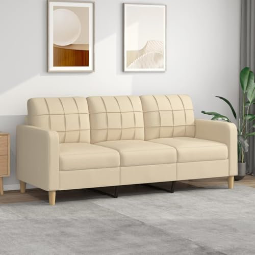 Brokky 3-Sitzer-Sofa Creme 180 cm Stoff Sitzgarnitur Wohnzimmer Boxspring Couch Sofa Mit Relaxfunktion