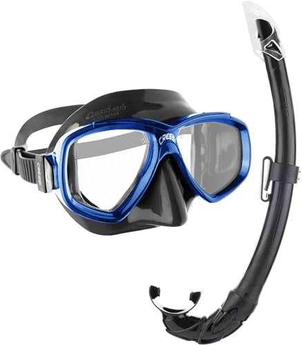 CRESSI Perla+Mexico Combo Black/Blue - Combi Set Maske+Schnorchel zum Tauchen und Schnorcheln, Schwarz/Blau, Einheitsgröße, Erwachsene