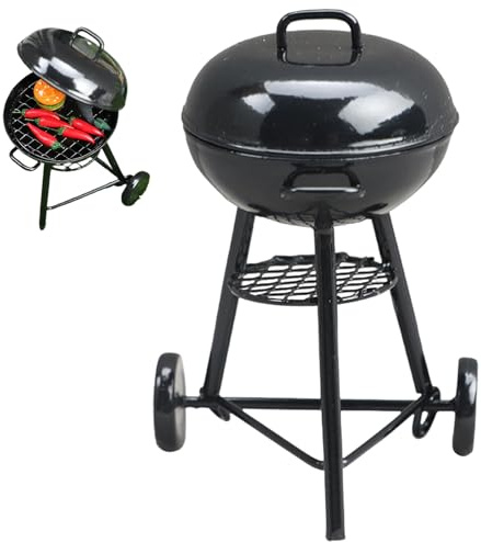 Gxsterd 1/12 Miniature BBQ Grill Barbecue Cooking Tool for Dollhouse Garden Outdoor Accessories(Round)