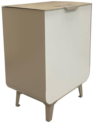 ARREGUI Duplo Poubelle de Recyclage Cuisine 2 Bacs | 2 x 26 L (52 L) | Meuble Poubelle de Tri Sélectif Moderne en acier avec 2 seaux | Poubelle design avec pieds | Sac Grande Capacité (Crème)