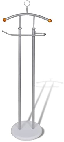 sephironlbb Herrtjänare, metallram, silvergrå med MDF-stativ, 43 x 28 x 113 cm, stabilt klädställ för kostym, skjorta, byxor, jacka, slips, bälte, ordning i sovrummet, kontor, hall